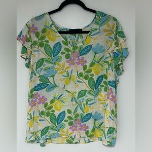 Rachel Zoe Floral Flutter Sleeve Rayon Blouse Size 1X